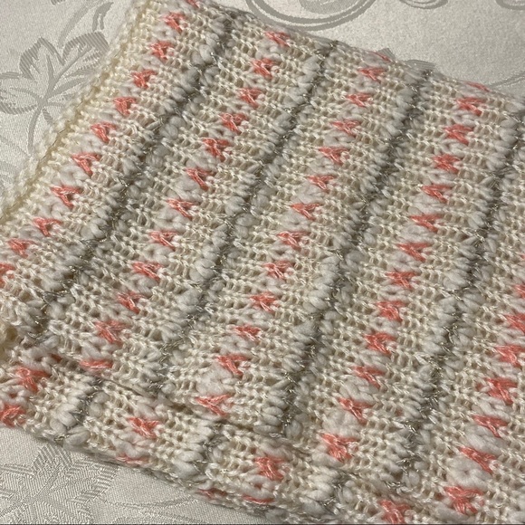 2/$18 Aeropostale Knit Infinity Scarf White, Pink, Silver - Picture 2 of 3